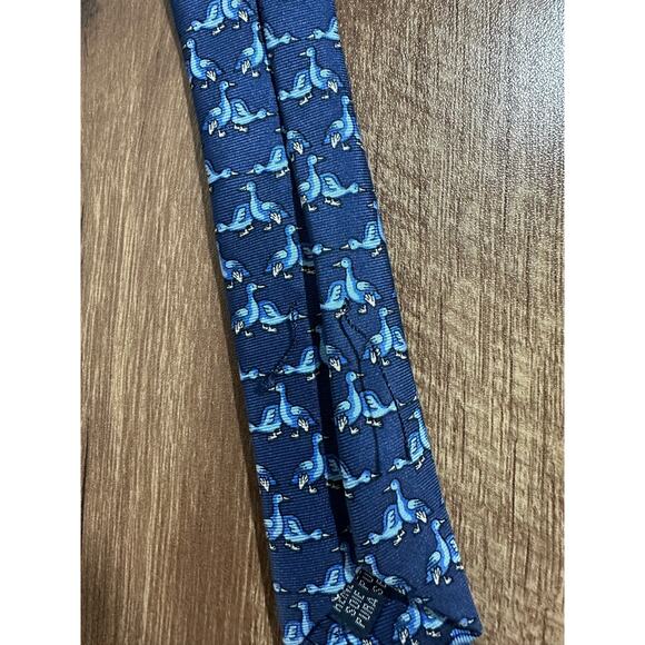 Vintage Men's Burberry Hand Made Blue Silk Duck Check Tartan Neck Tie - Picture 3 of 3